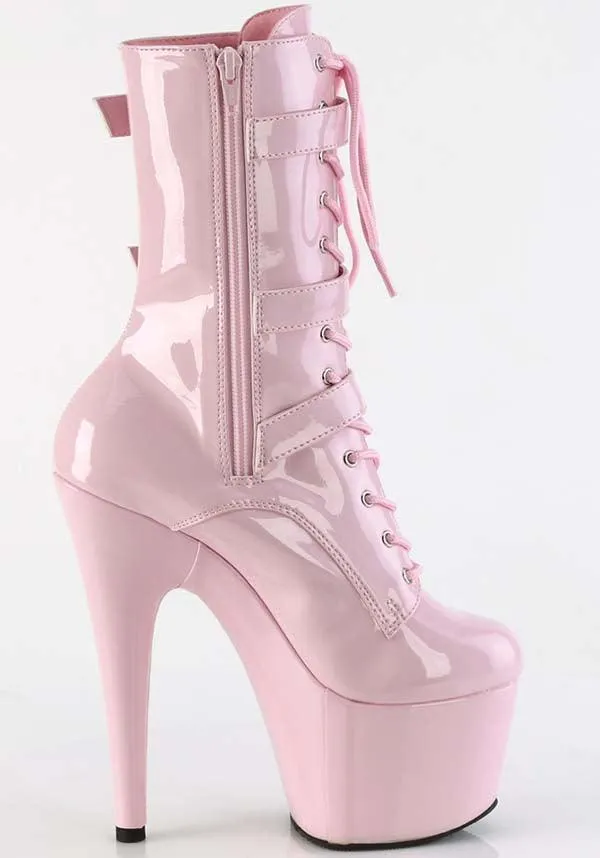 ADORE-1043 [Baby Pink Patent] | PLATFORM BOOTS [PREORDER]