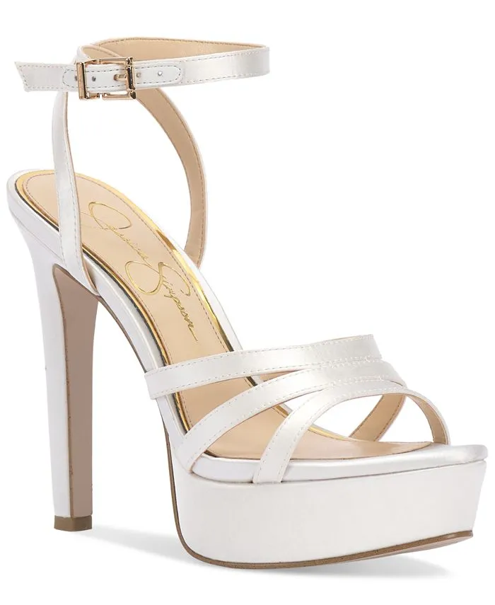 Balina Bridal Jessica Simpson Women's Ankle Strap Platform Sandals, White