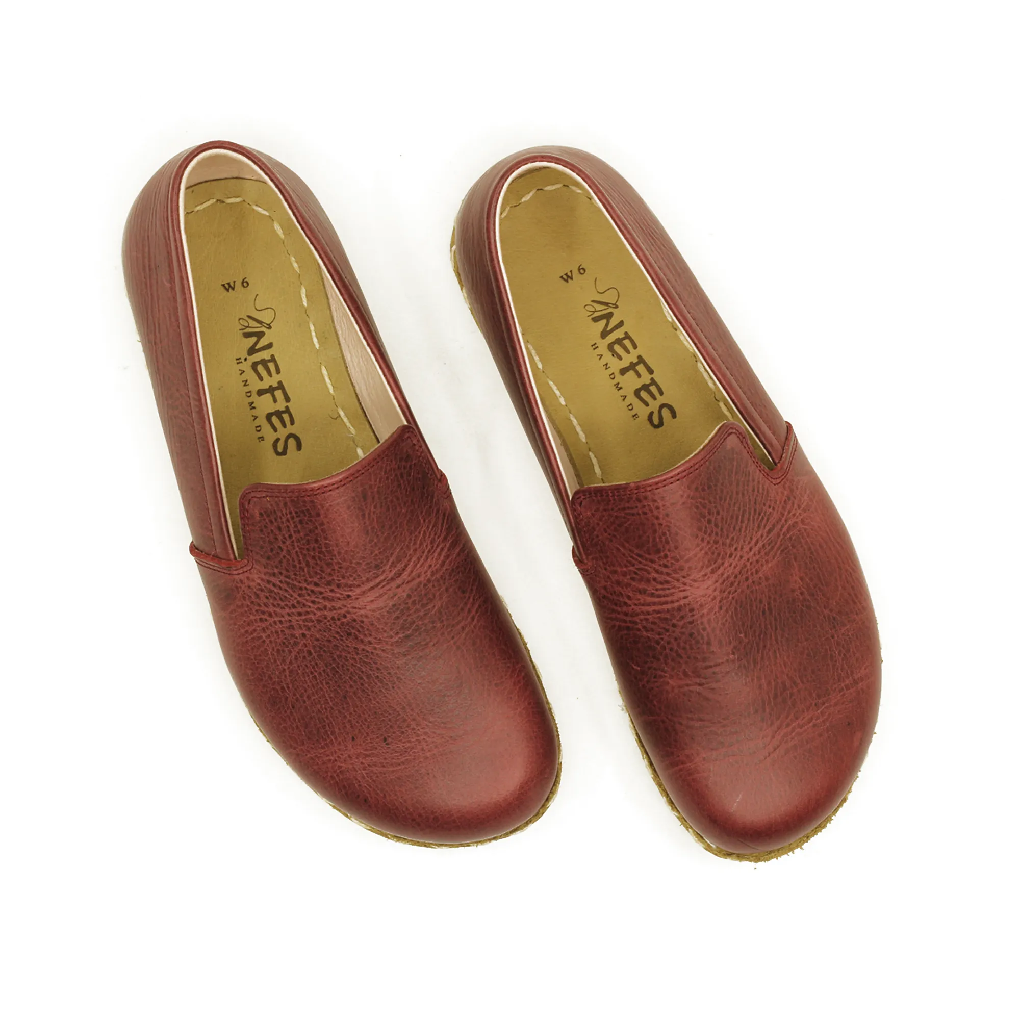 Barefoot Burgundy Leather Women's Shoes "Modern Style"