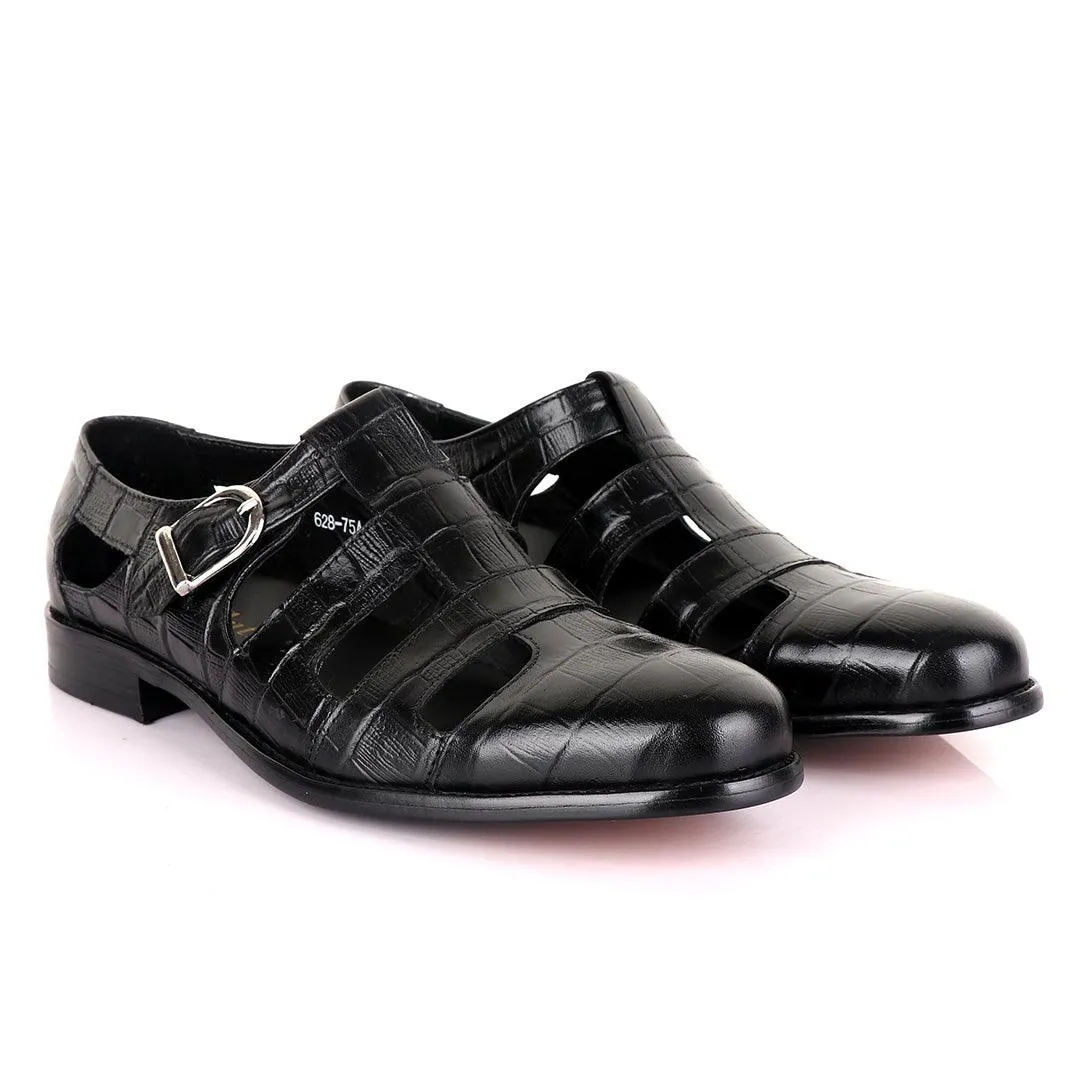 Berluti striped leather Men's Shoe-Black