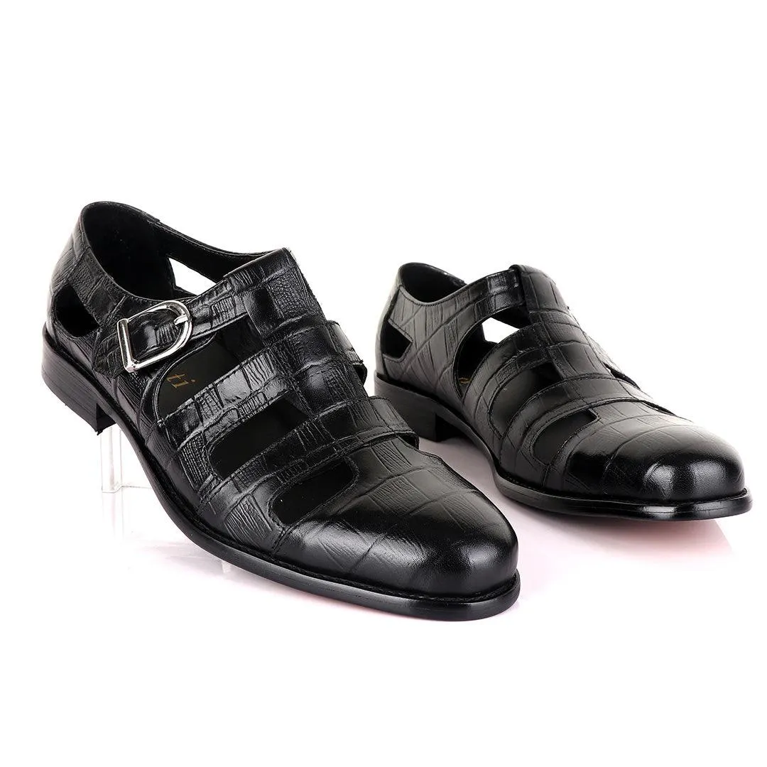 Berluti striped leather Men's Shoe-Black