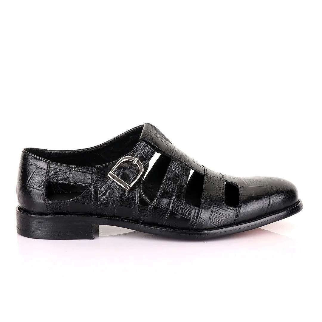 Berluti striped leather Men's Shoe-Black