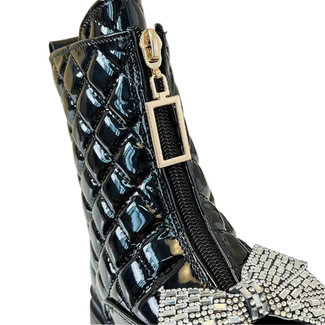 Bling Bow Quilted Boots