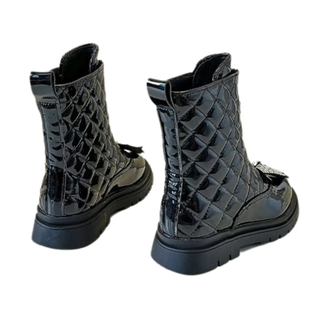 Bling Bow Quilted Boots