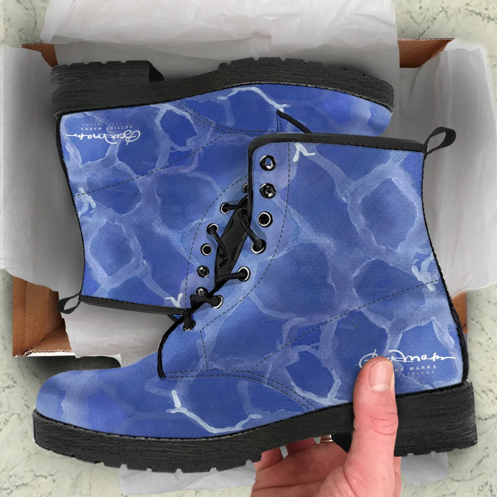 Blue Pool Leather Boots (Vegan)