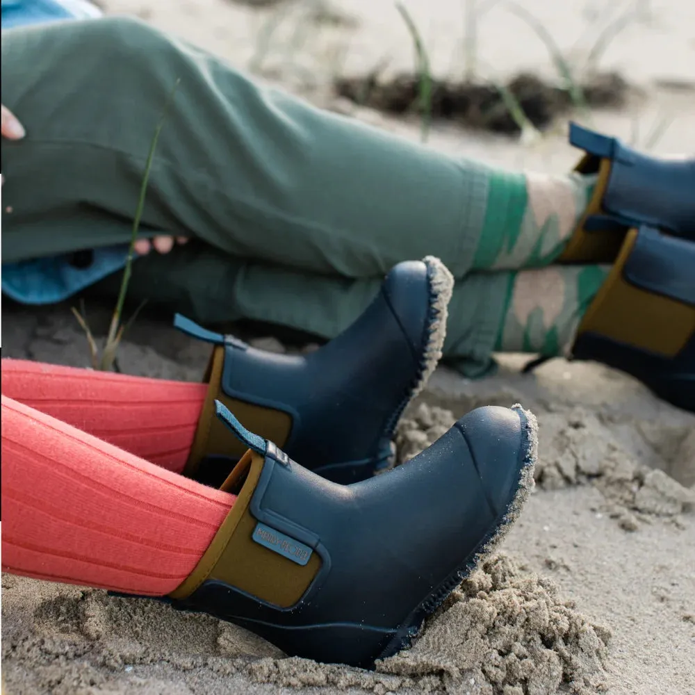 Bobbi Kids Rain Boot // Oxford Blue & Tan