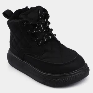 Casual Lace Up Boots For Boys-08-BLACK