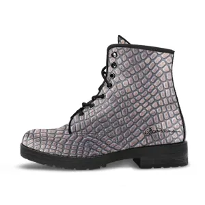 Croc Print Leather Boots (Vegan)