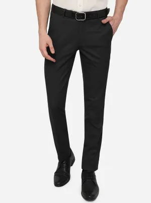 Dark Grey Solid Super Slim Fit Formal Trouser | JadeBlue