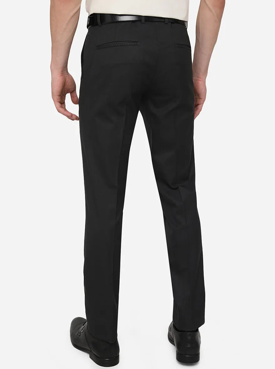 Dark Grey Solid Super Slim Fit Formal Trouser | JadeBlue