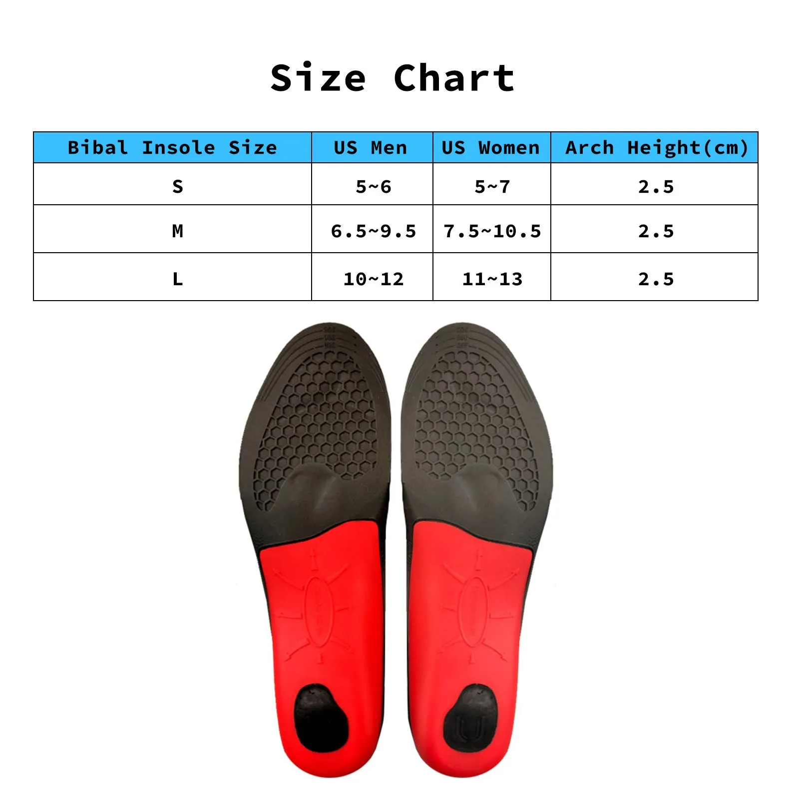 Durable Arch Support Shoe Insoles with Gel Cushion, Bibal