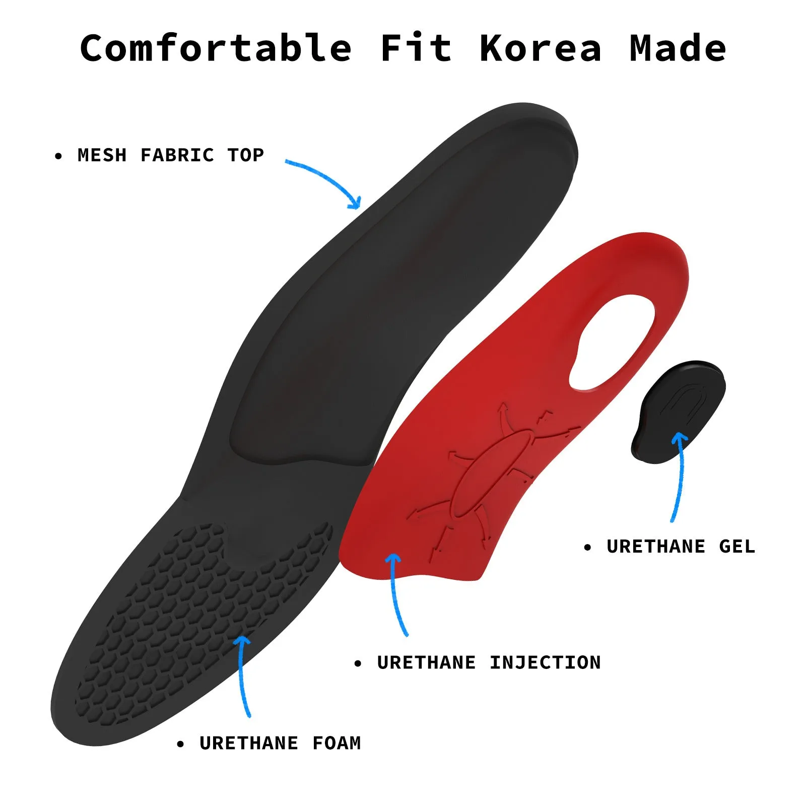 Durable Arch Support Shoe Insoles with Gel Cushion, Bibal