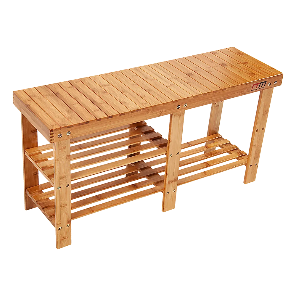 Eco Bamboo Shoe Rack Bench - Durable Storage - 8 Pairs