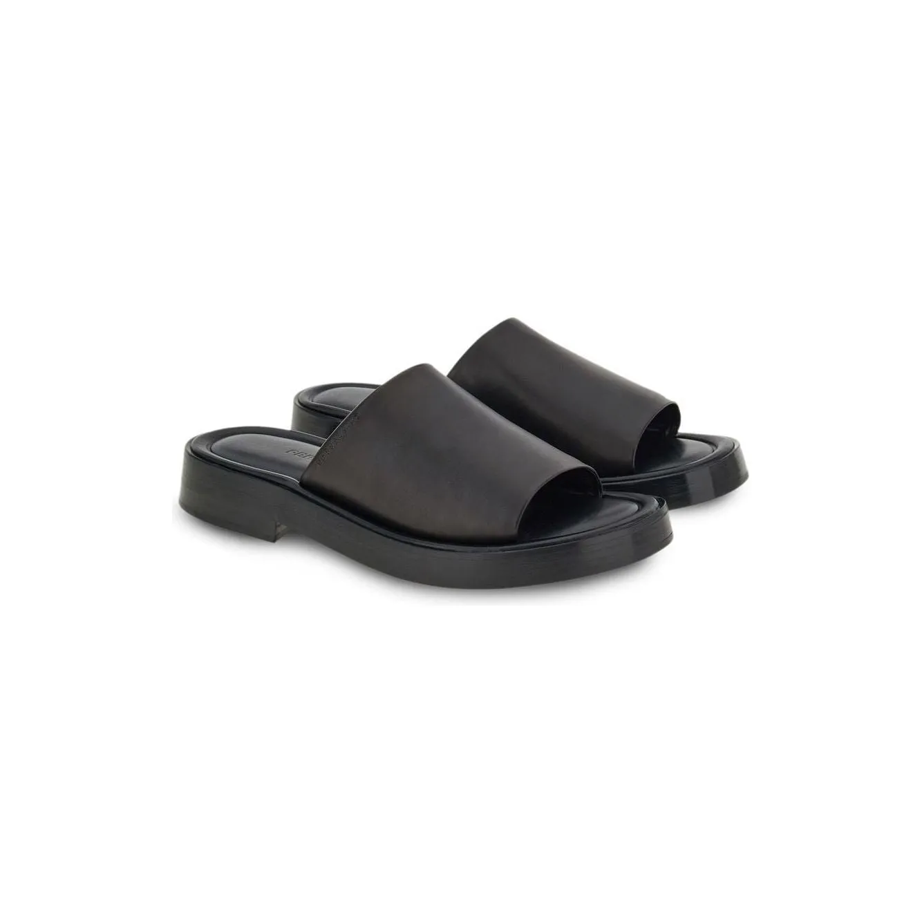 Ferragamo crossover-strap leather slides Sandals Black