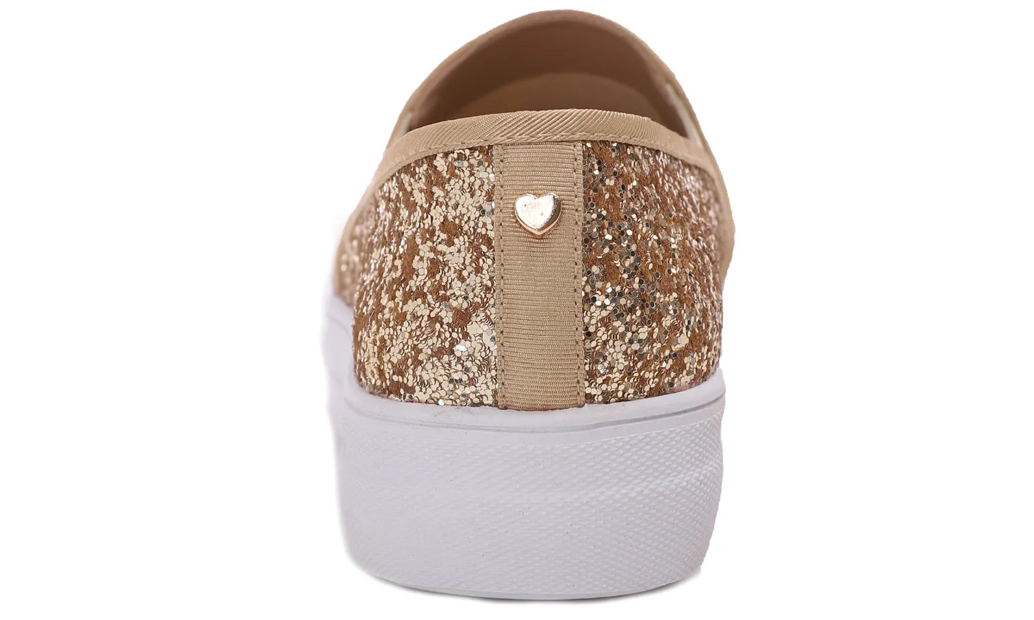 Feversole Women's Glitter Gold Platform Slip On Sneaker Casual Flat Loafers