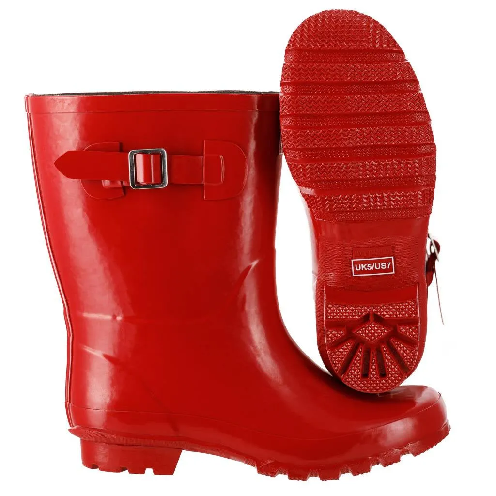 Half Height Rain Boots - Red Gloss - Wide Foot & Ankle