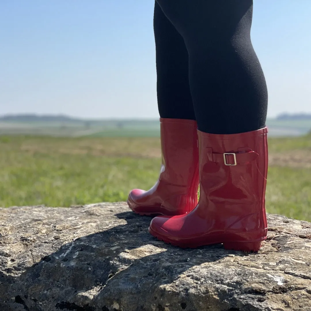 Half Height Rain Boots - Red Gloss - Wide Foot & Ankle