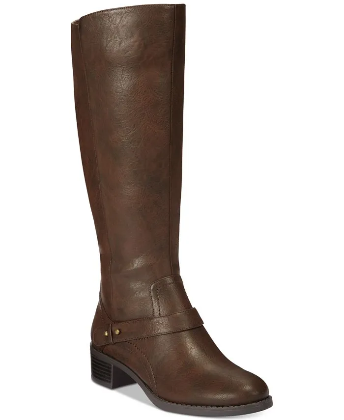 Jewel Wide Calf Easy Street Riding Boots, Brown