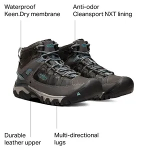 KEEN Women's Targhee III Mid Waterproof Hiking Boot, Magnet/Atlantic Blue