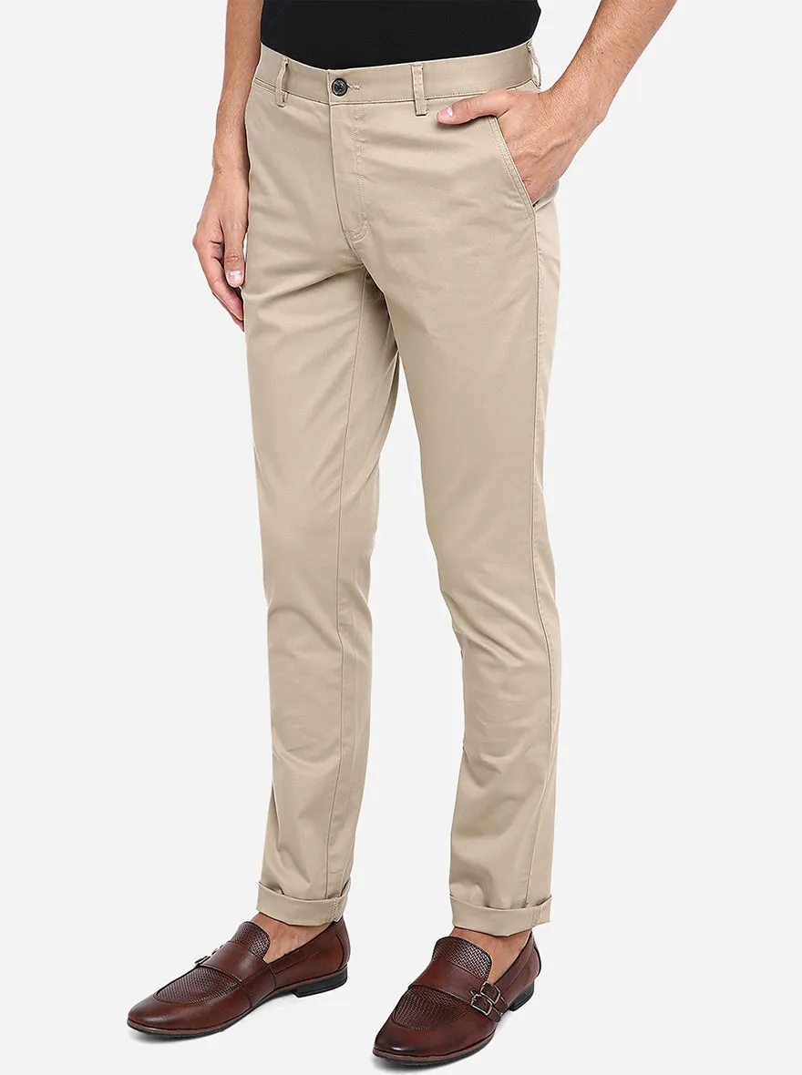 Khaki Dobby Uno Fit Casual Trouser | JadeBlue