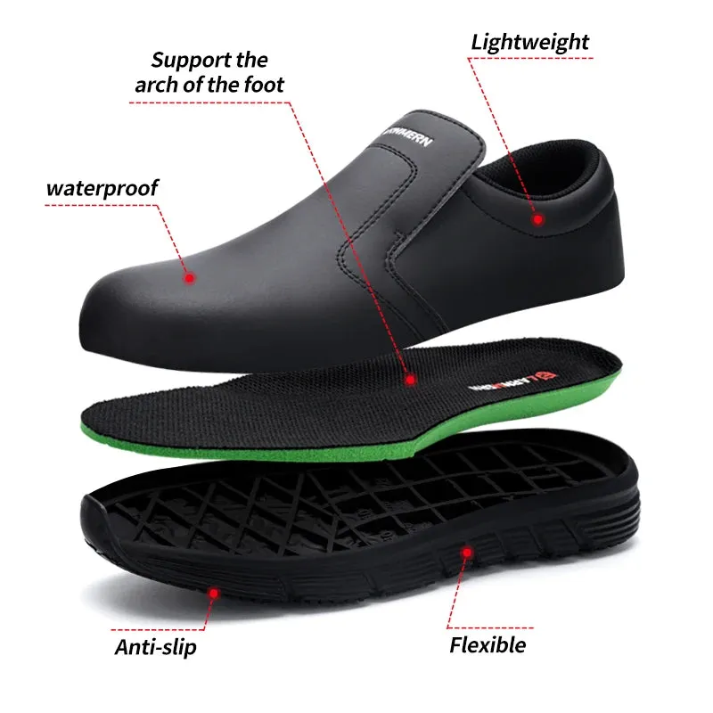 Larnmern Chef Shoes for Men: Non-Slip, Waterproof Safety Work Shoes for Kitchen and Restaurant