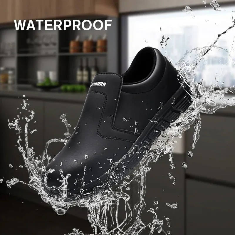 Larnmern Chef Shoes for Men: Non-Slip, Waterproof Safety Work Shoes for Kitchen and Restaurant