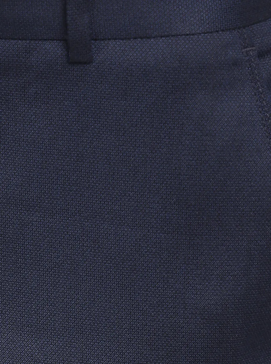 Navy Blue Solid Super Slim Fit Formal Trouser | Greenfibre