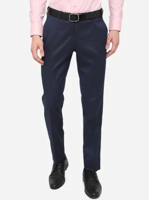 Navy Blue Solid Super Slim Fit Formal Trouser | Greenfibre