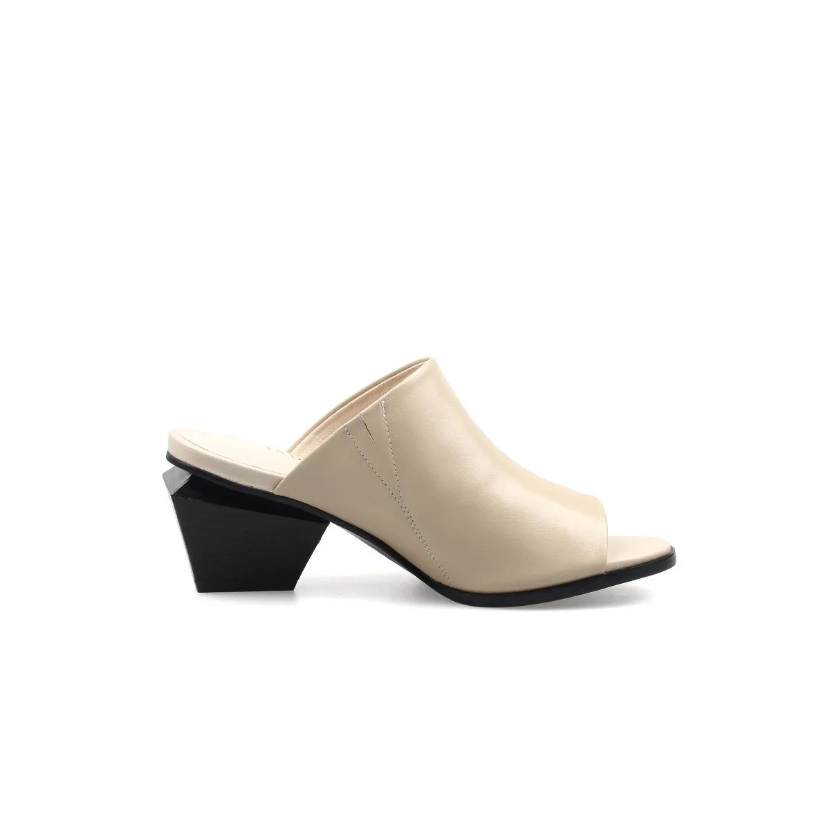 Open Toe Mules with Trapezoidal Heels