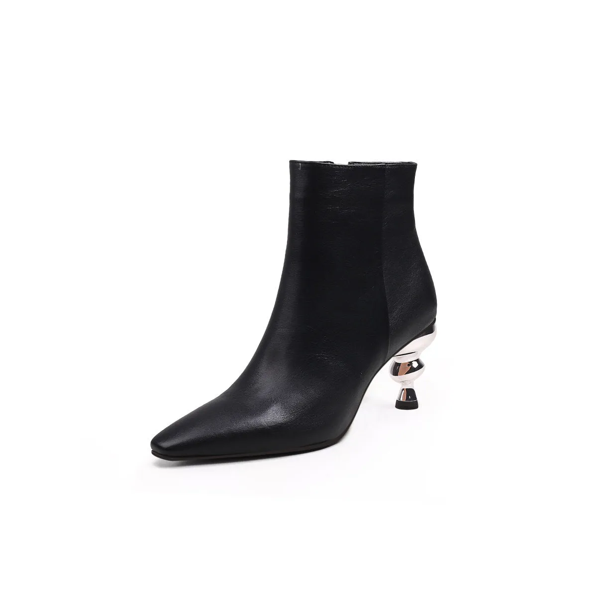 Pointed Toe Swirl Heel Ankle Boots