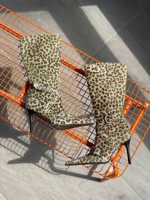 RIPA Italy Vintage Cheetah Leopard Print High Heel Boots