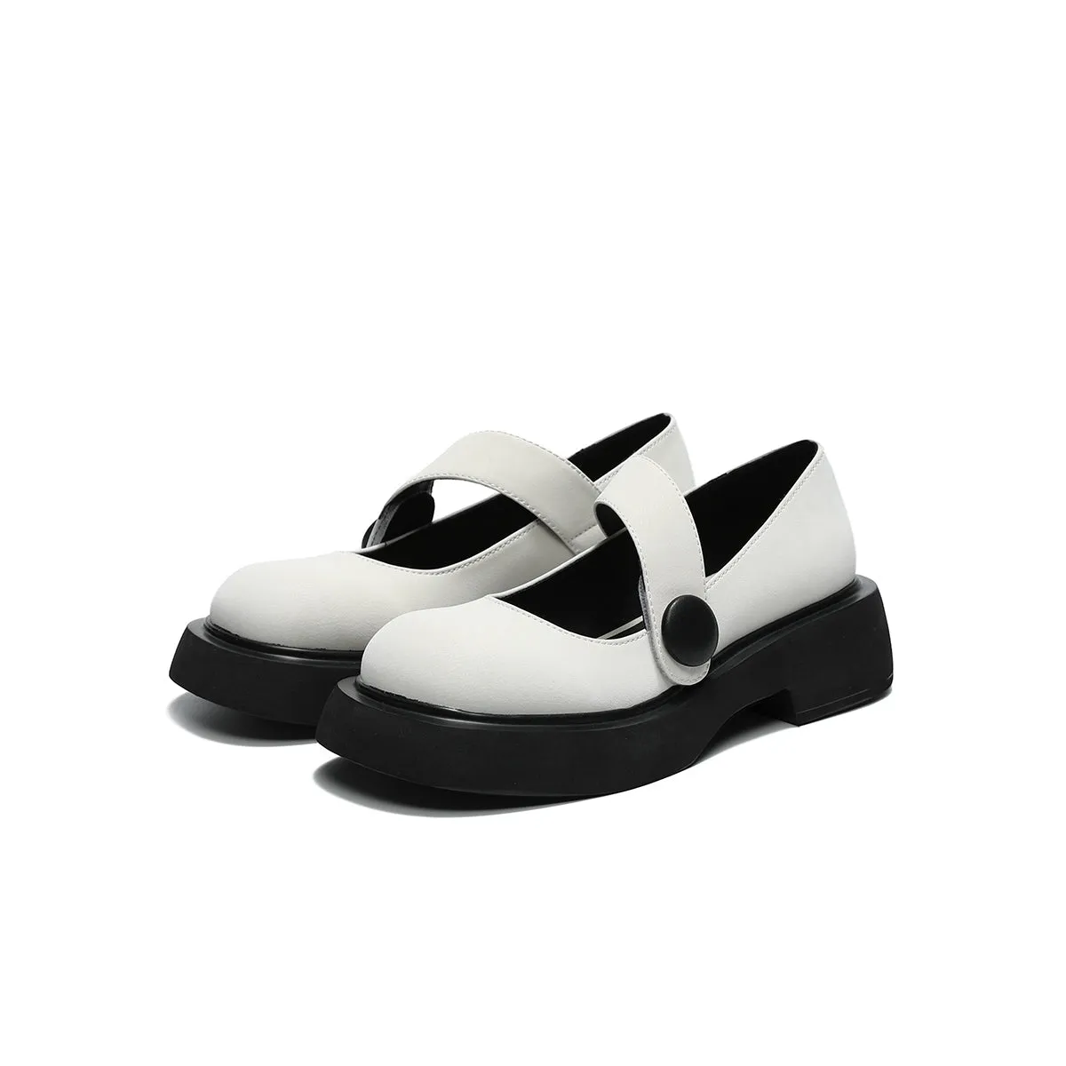 Round-Toe Low-Cut Platform Mary Jane Shoes