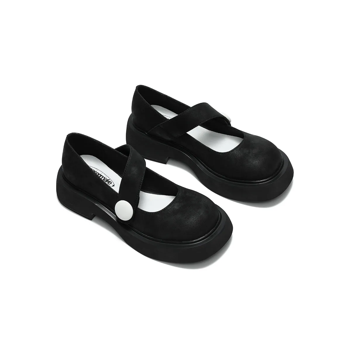 Round-Toe Low-Cut Platform Mary Jane Shoes