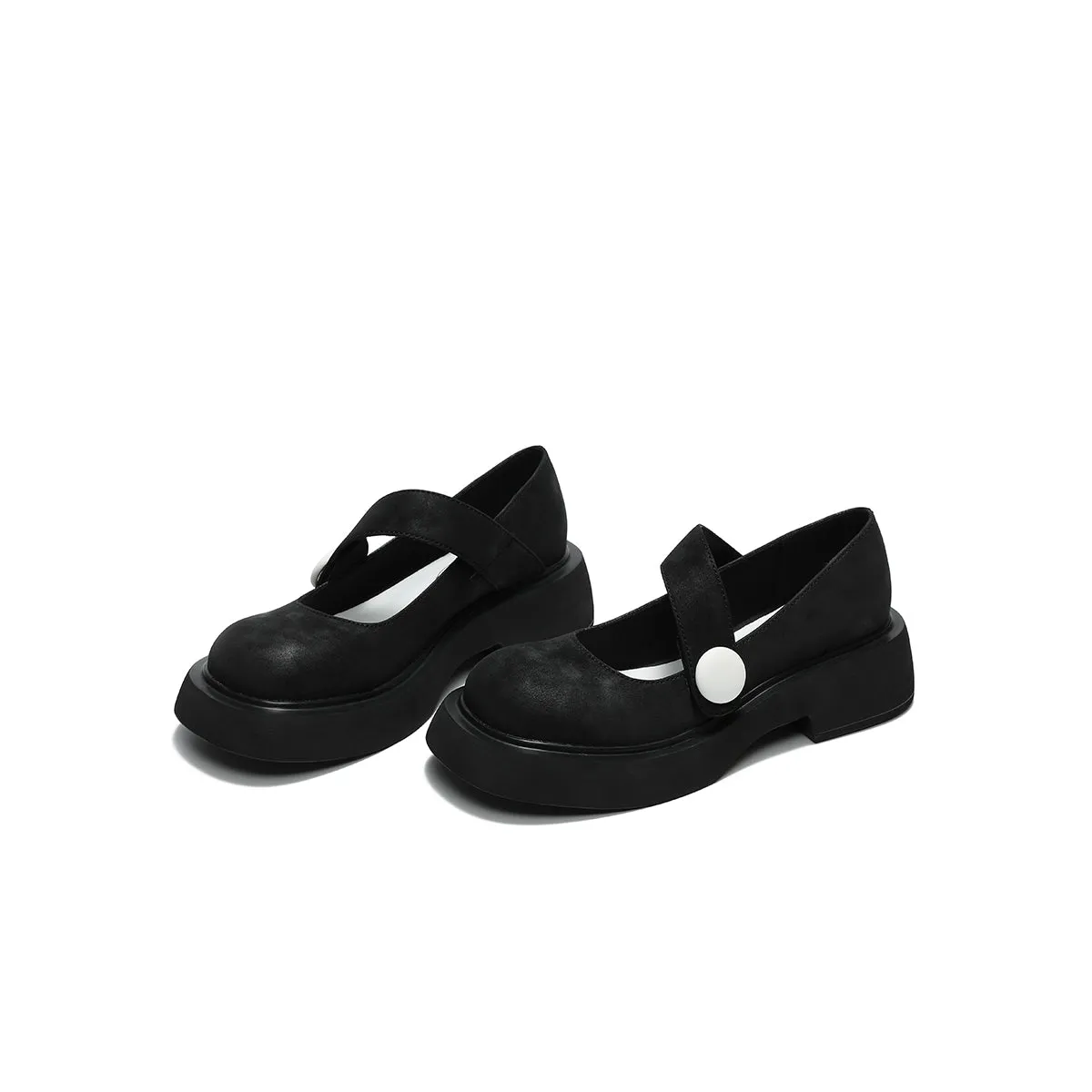 Round-Toe Low-Cut Platform Mary Jane Shoes