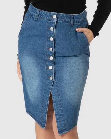 SASS - Casey Button up Denim skirt