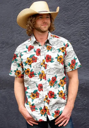 Tin Haul Mens Landscape Tropical Grey 100% Cotton S/S Shirt