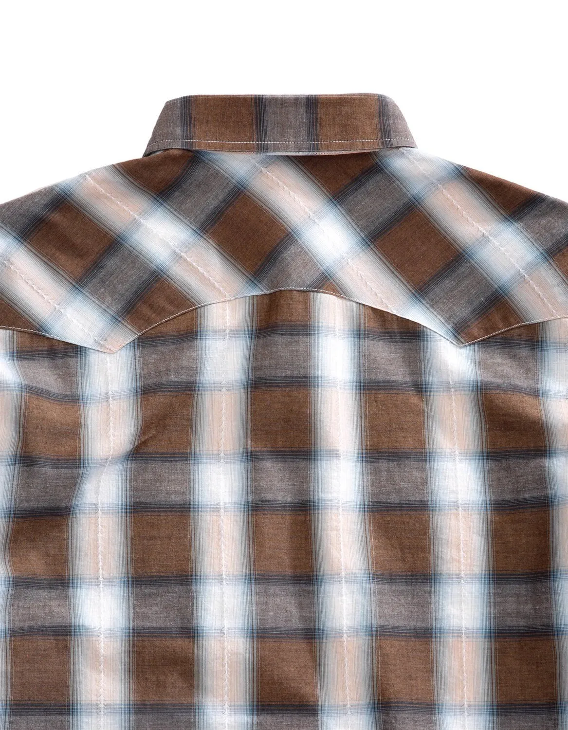 Tin Haul Mens Saddle Dobby Plaid Brown 100% Cotton S/S Shirt L