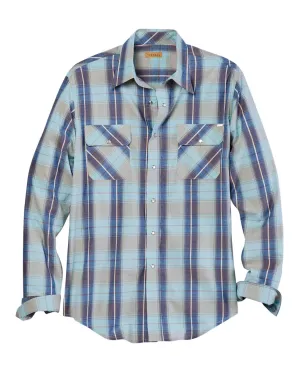 Tin Haul Mens Vintage Dobby Plaid Blue 100% Cotton L/S Shirt