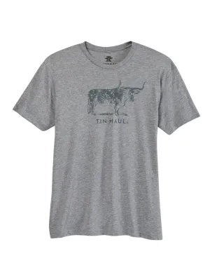 Tin Haul Unisex Longhorn Stud Grey Poly/Cotton S/S T-Shirt