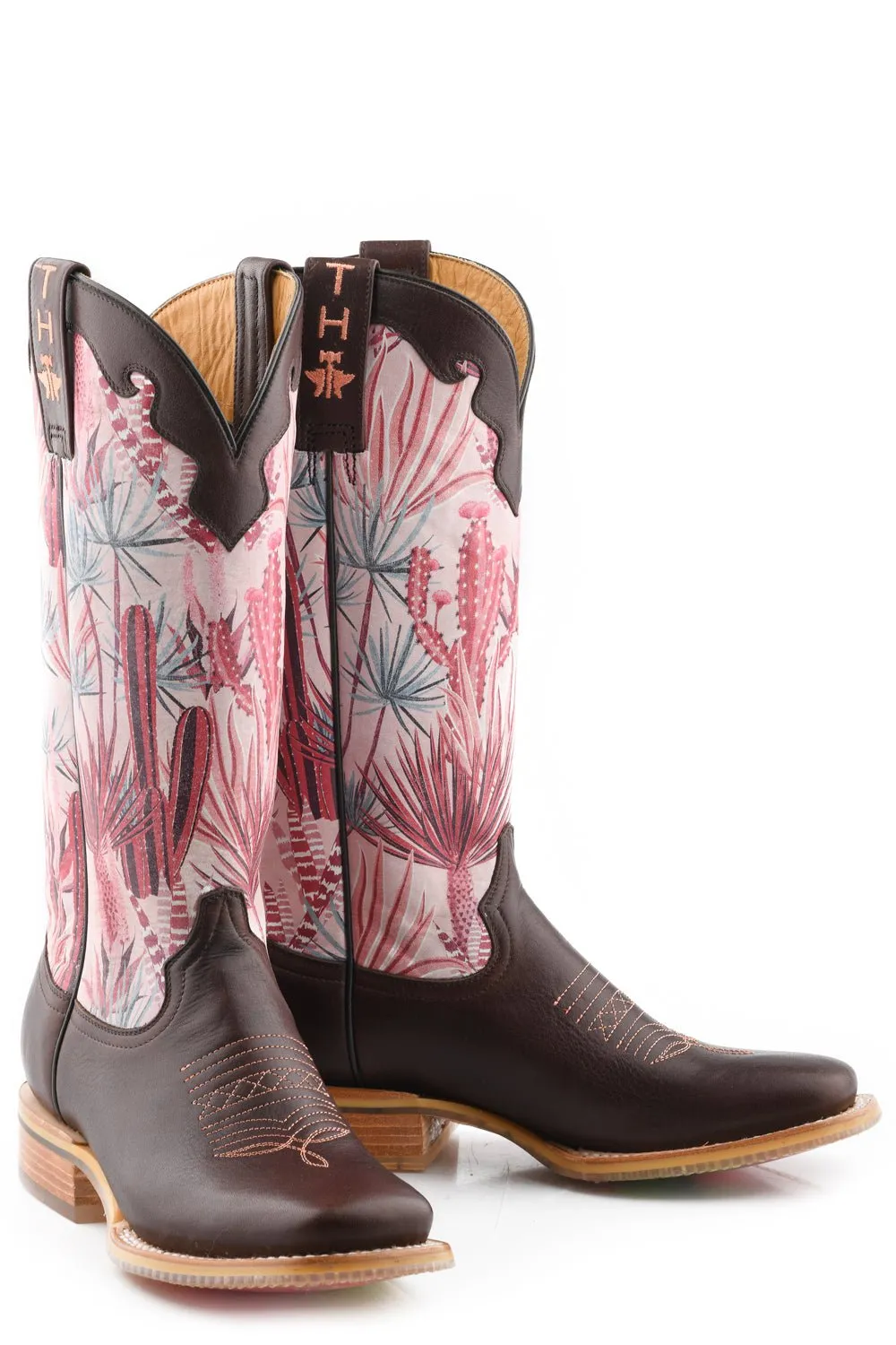 Tin Haul Womens Pinktalicious Brown Leather Cowboy Boots