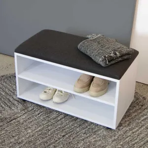 Tom Tom Foyer Shoe Bench -  White -  Charcoal